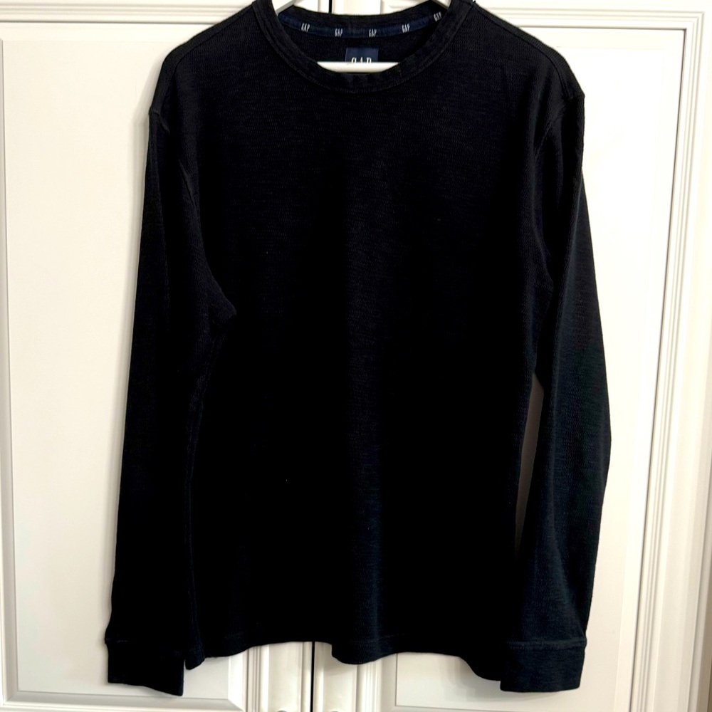 Gap Men’s Size Large Black Crew Neck Long Sleeve Sweatshirt Knit 100% Cotton Top